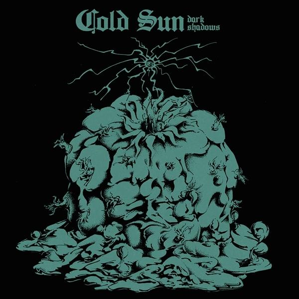 Album borító. Türkizkék pacák arcokkal fekete háttéren, 'Gold Sun dark shadows' felirattal.