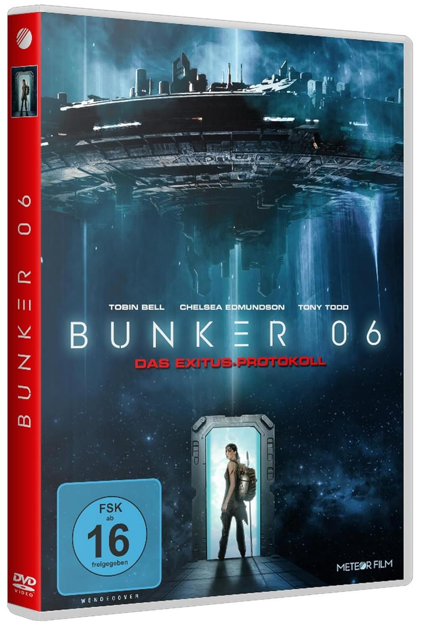 DVD-Cover von Bunker 06, mit Frau vor futuristischer Stadt.