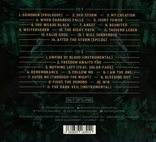 Rückseite eines CD-Covers mit Titellisten auf zwei CDs und Logos. Der Text ist auf Deutsch.