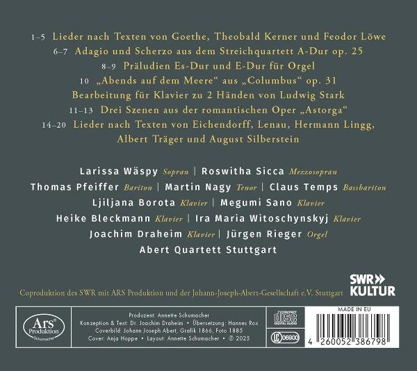 Die Rückseite einer CD-Hülle mit Text und einem Logo.