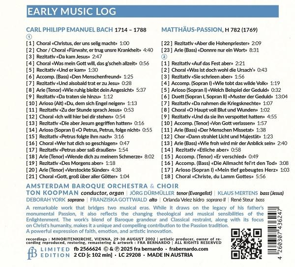 Notenblatt mit deutschem Text. Oben steht 'Early Music Log'. Darunter nummerierte musikalische Phrasen.