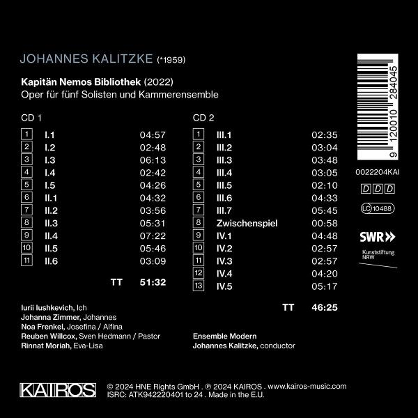 Albumcover mit einer Liste von Kompositionen von Johannes Kalitzke und anderen Komponisten.