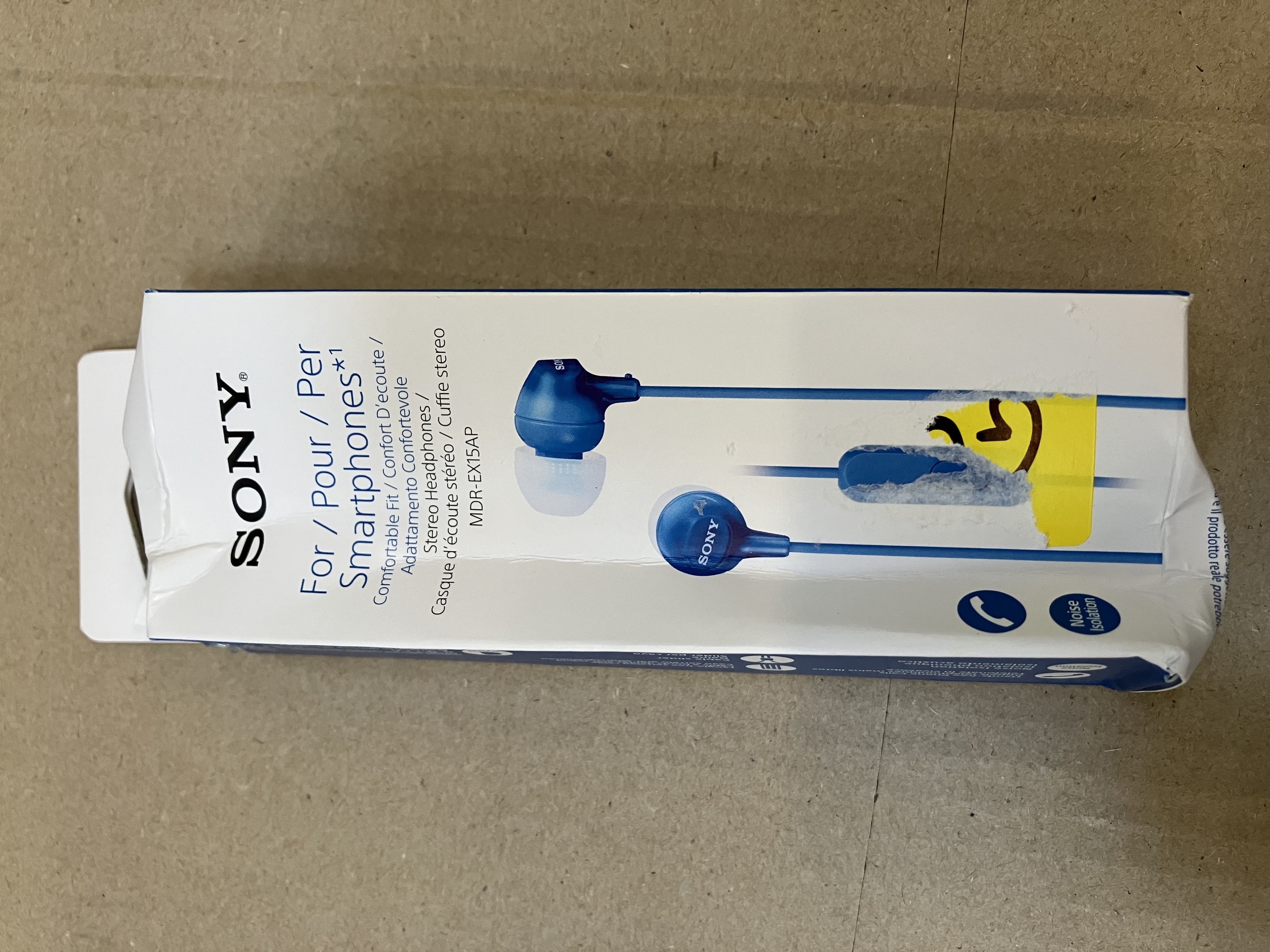 Niebieski zestaw słuchawkowy SONY z wygodnymi słuchawkami.