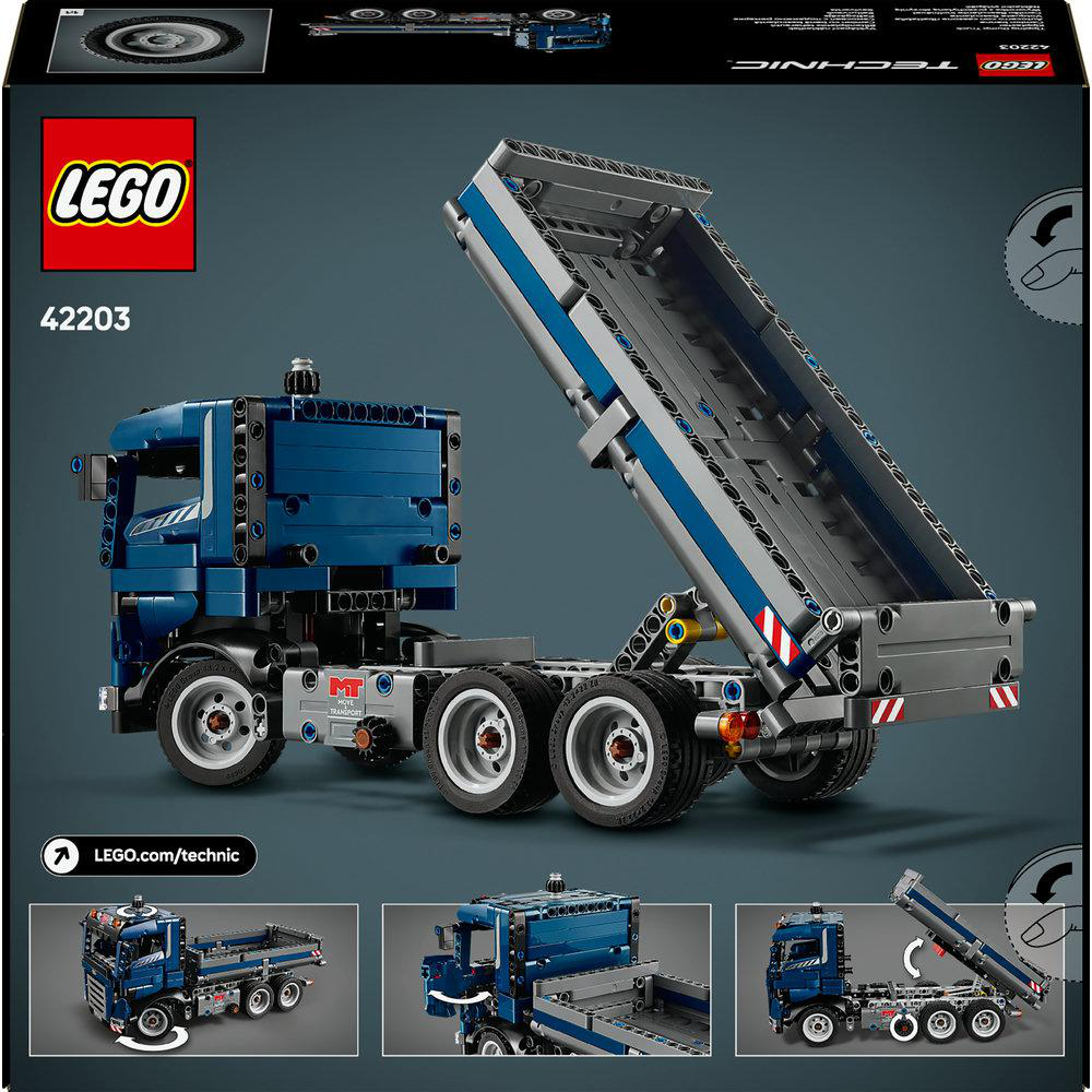 Lego Technic LKW-Box. Der LKW ist blau und grau. Mehrere Bilder sind vorhanden.