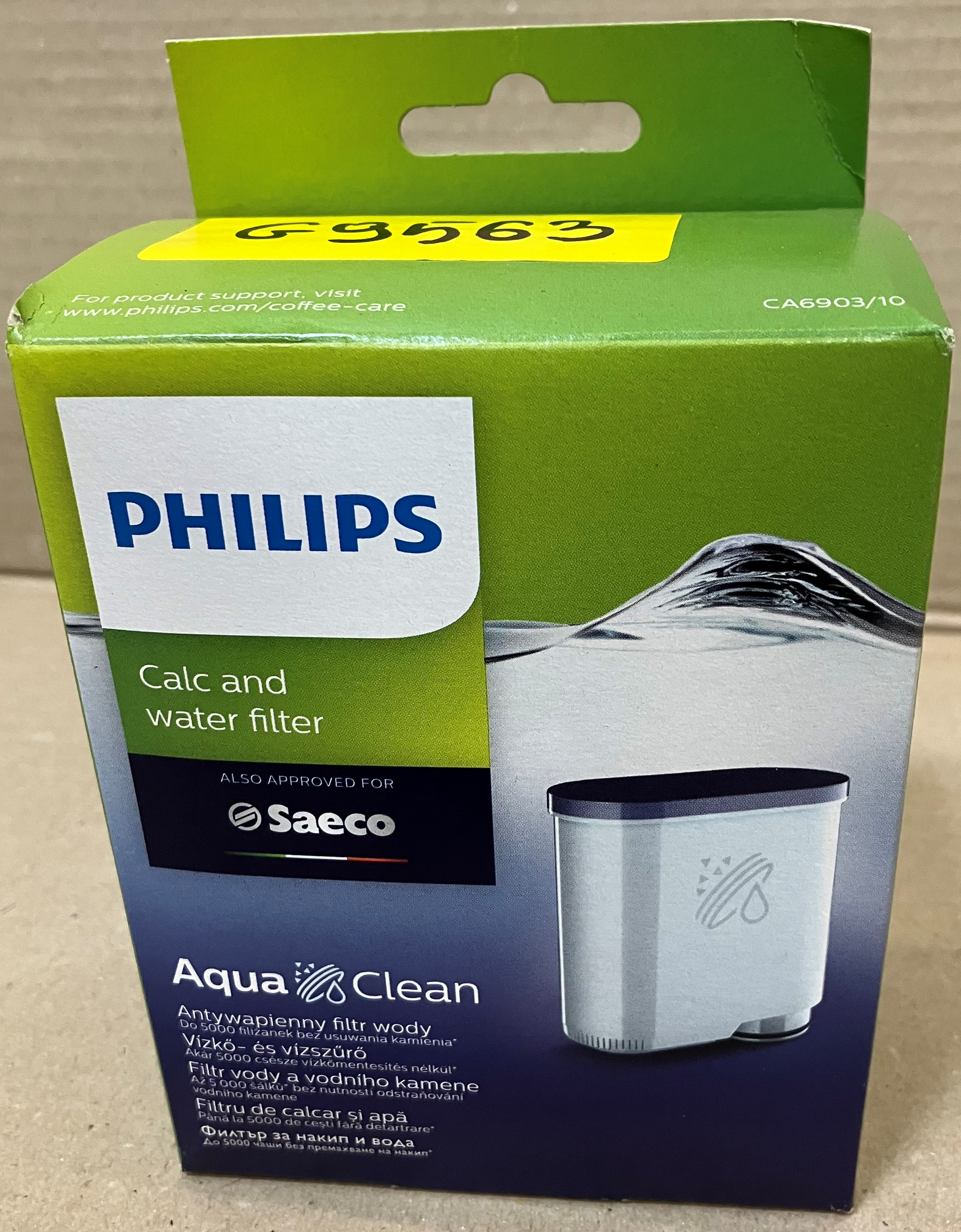 Zapakowany filtr wody i Calc Philips.