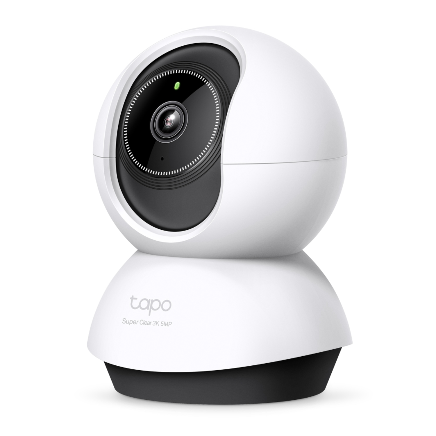 White Tapo 3K 5MP security camera. The camera is dome-shaped and has a black lens area.