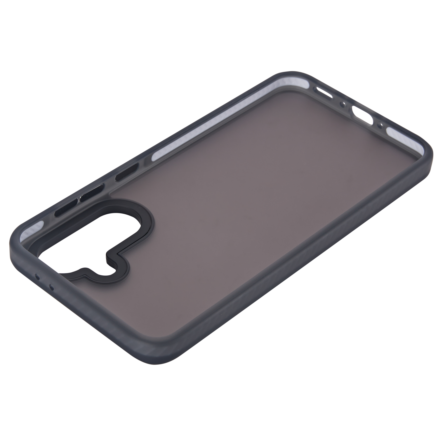 Zwarte telefoonhoes met een zwarte stippeltextuur.