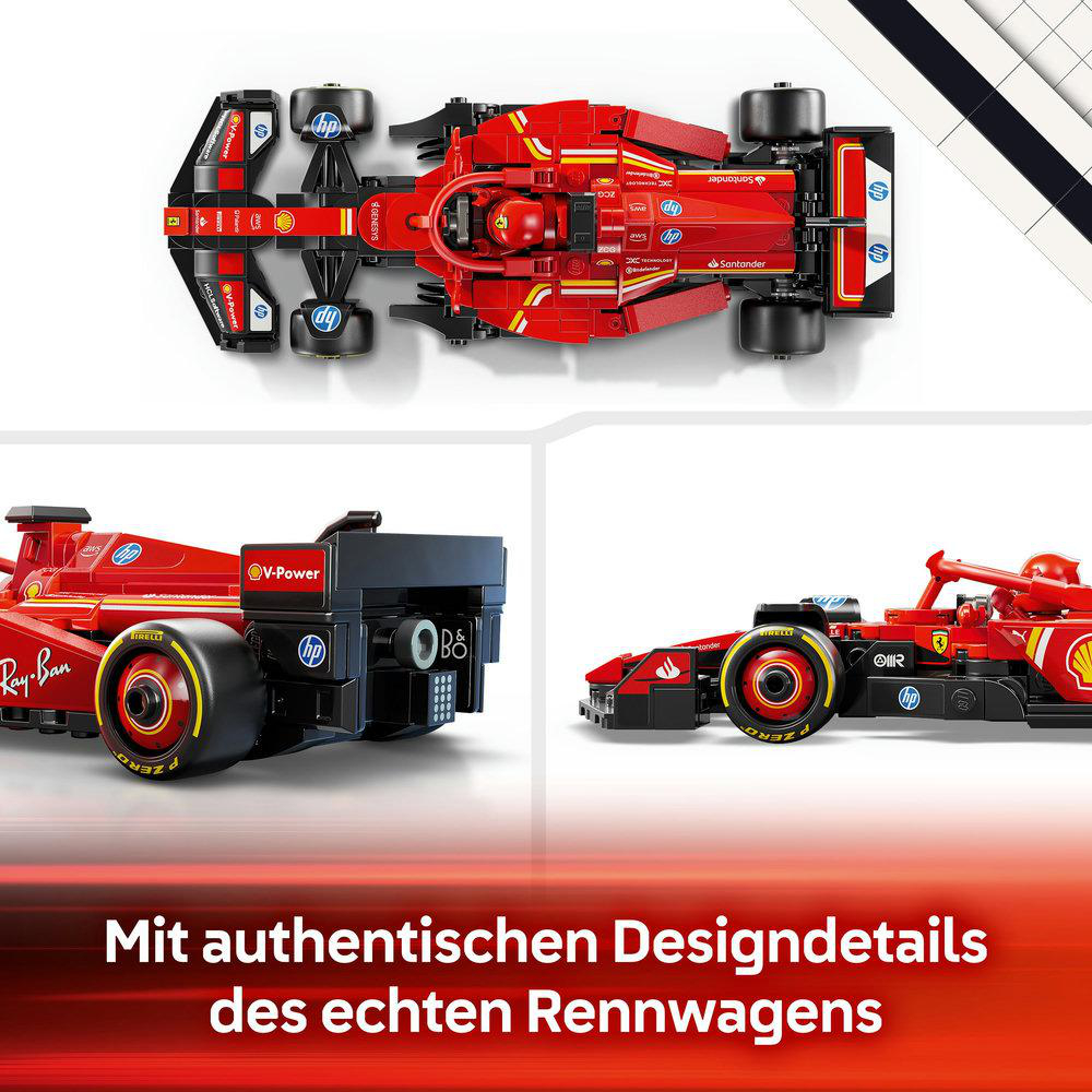 Ein rotes Spielzeug-Rennauto aus verschiedenen Winkeln.