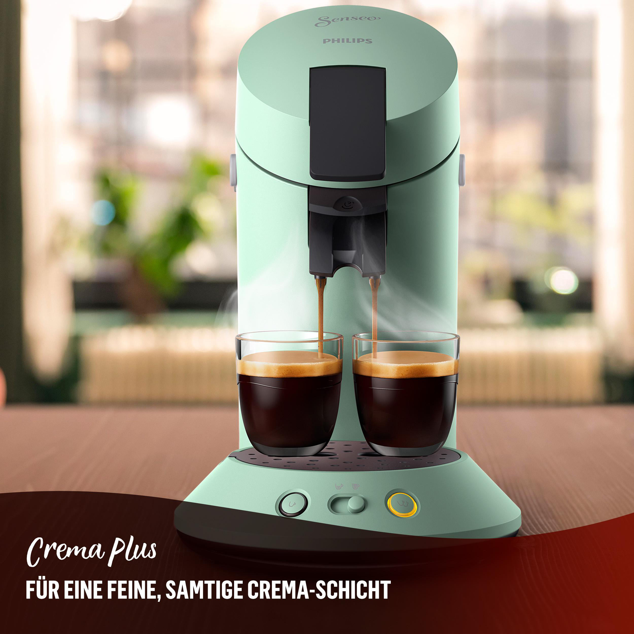 Grüne Philips Senseo Kaffeemaschine.