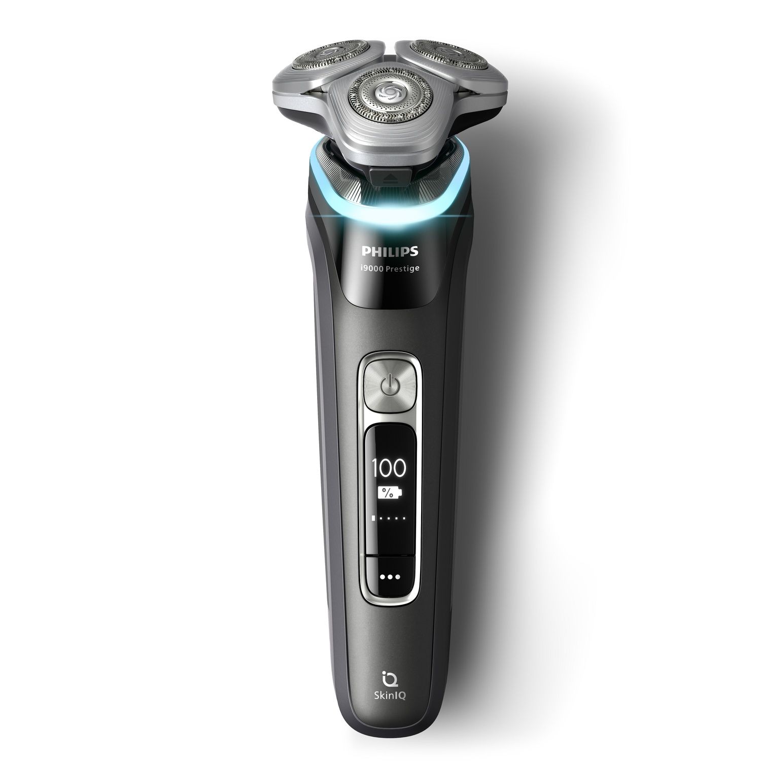 Rasoir Philips noir et argent avec affichage numérique (100% charge).