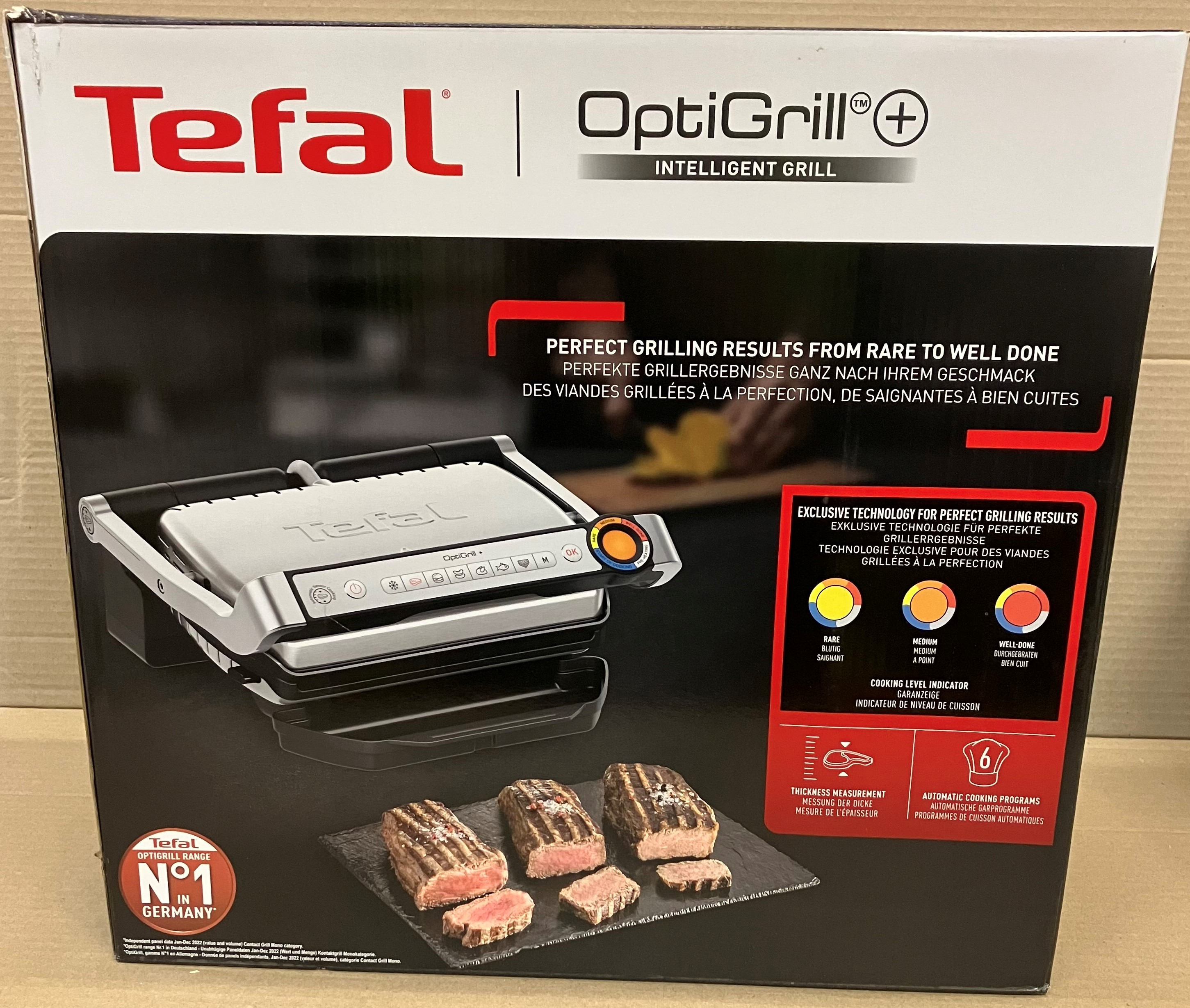 OUTLET - Grill elektryczny TEFAL GC718D10 Optigrill+ Programy automatyczne Srebrny