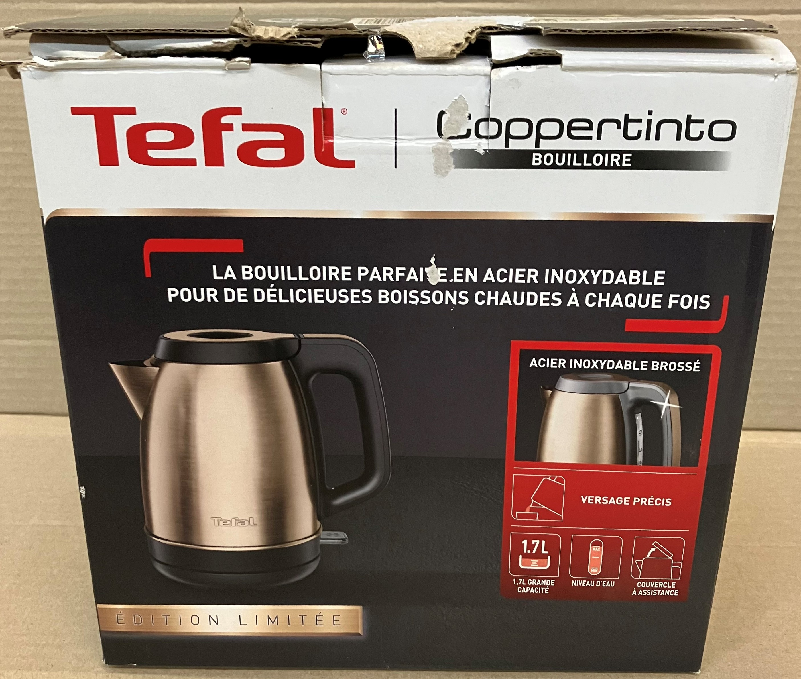 OUTLET - Czajnik bezprzewodowy TEFAL KI280G10 Coppertinto 2400 W, 1.7 L Złoty