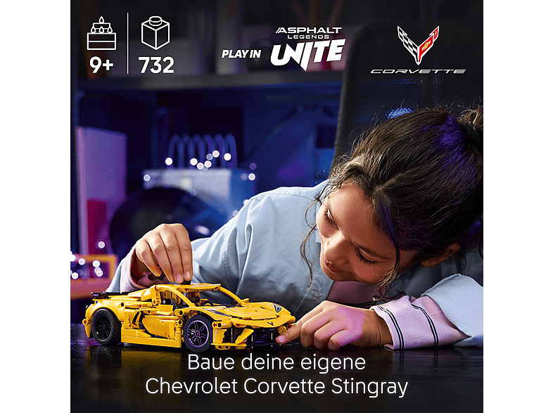 Thumbnail - LEGO Technic 42205 Chevrolet Corvette Stingray Bausatz, Gelb