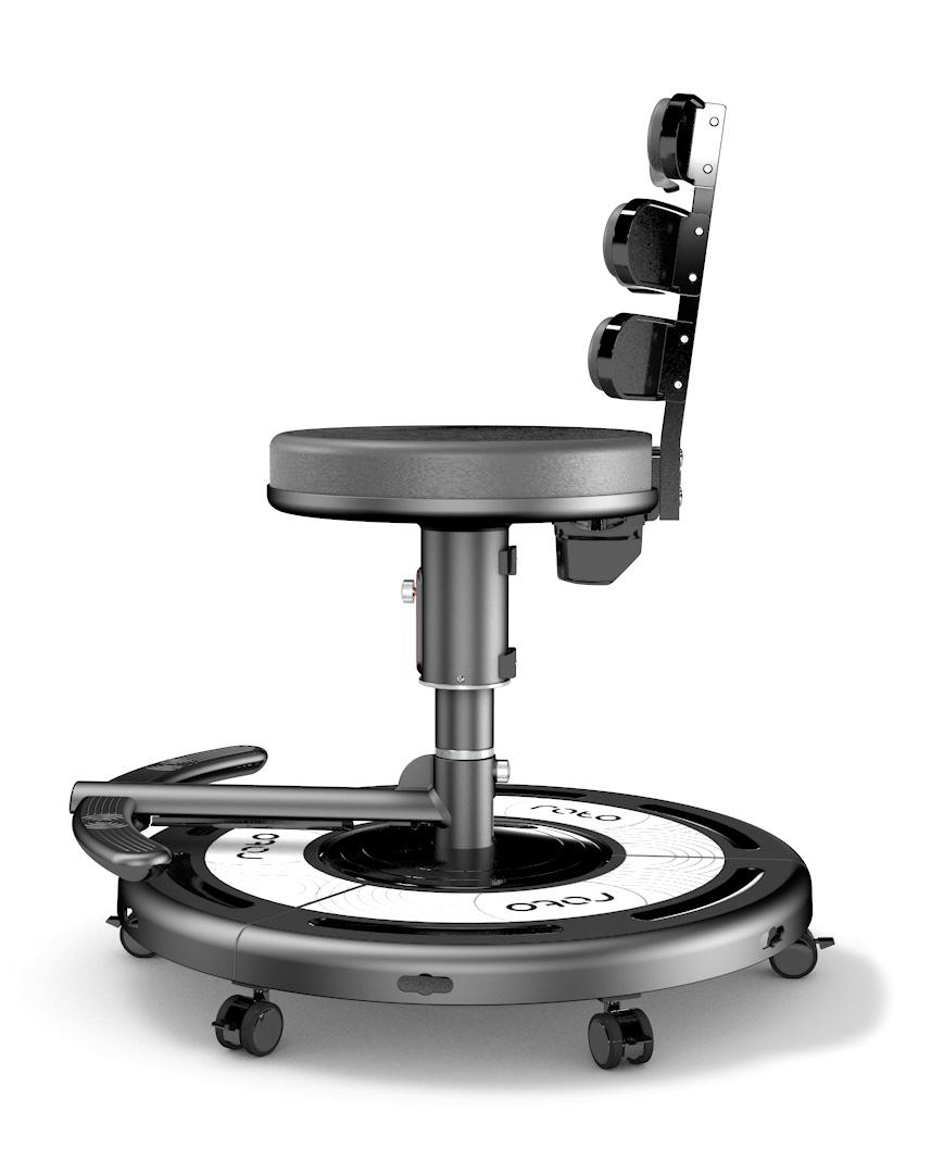 Ergonomischer Bürostuhl mit geschwungener Rückenlehne und verstellbarem Sitz.