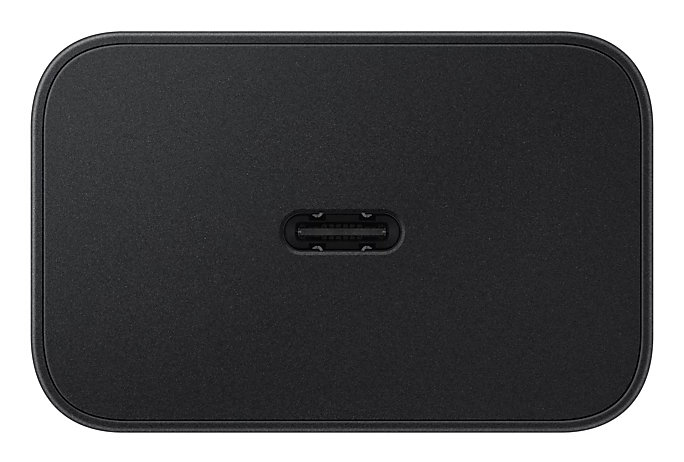 Czarny zasilacz Samsung z portem USB-C.