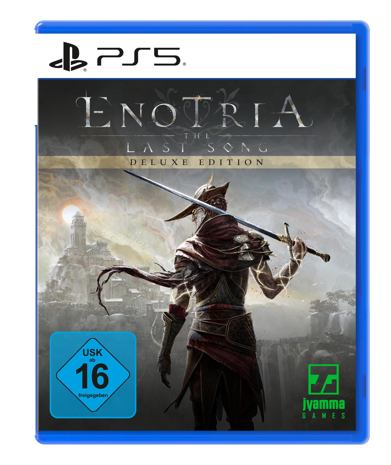Spielcover mit Krieger, Burg. Blaue Hülle mit Bewertungssymbolen.