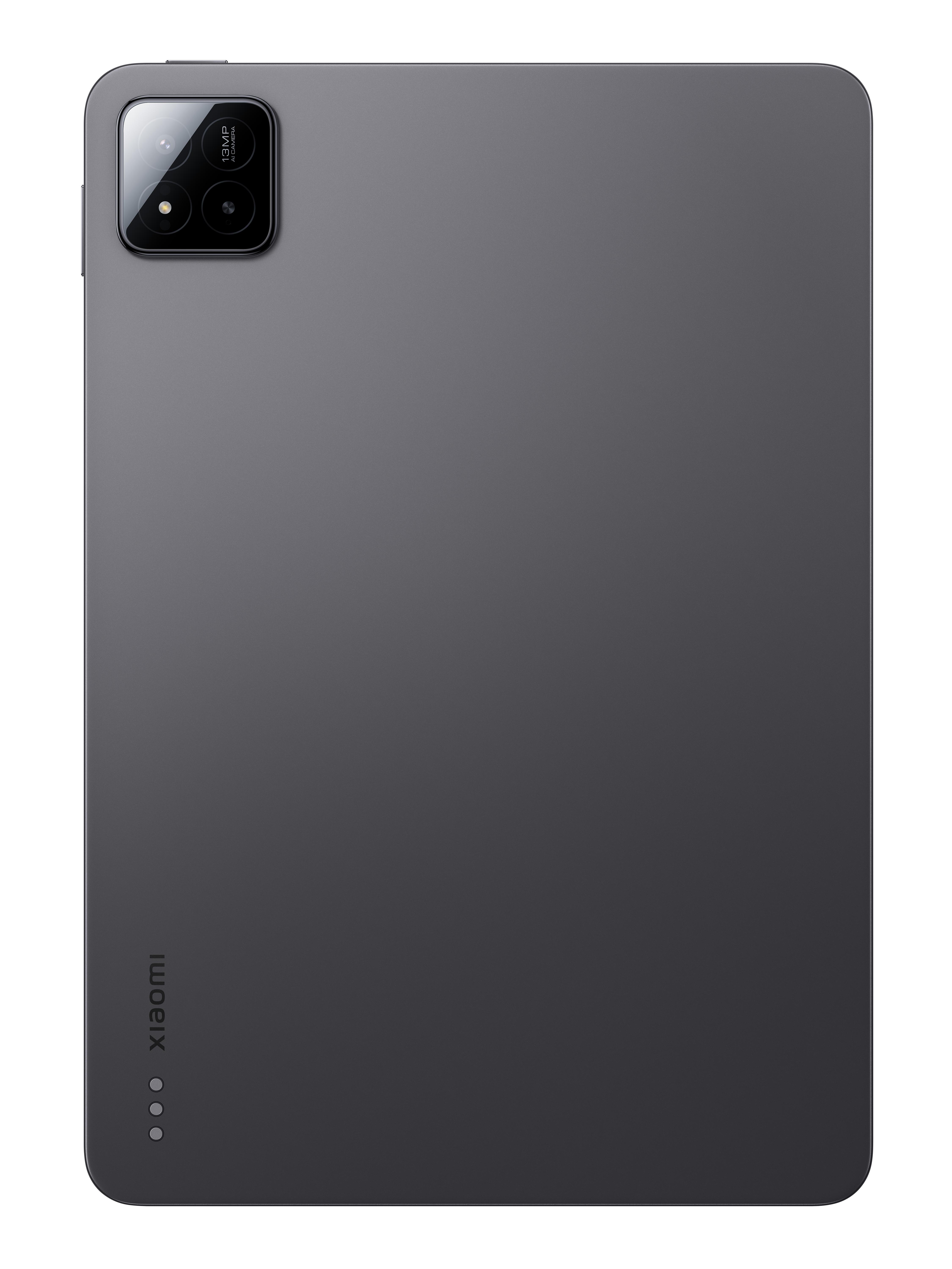 Graue Tablet-Rückseite, Kamera-Bump mit Objektiven. Xiaomi-Logo unten.