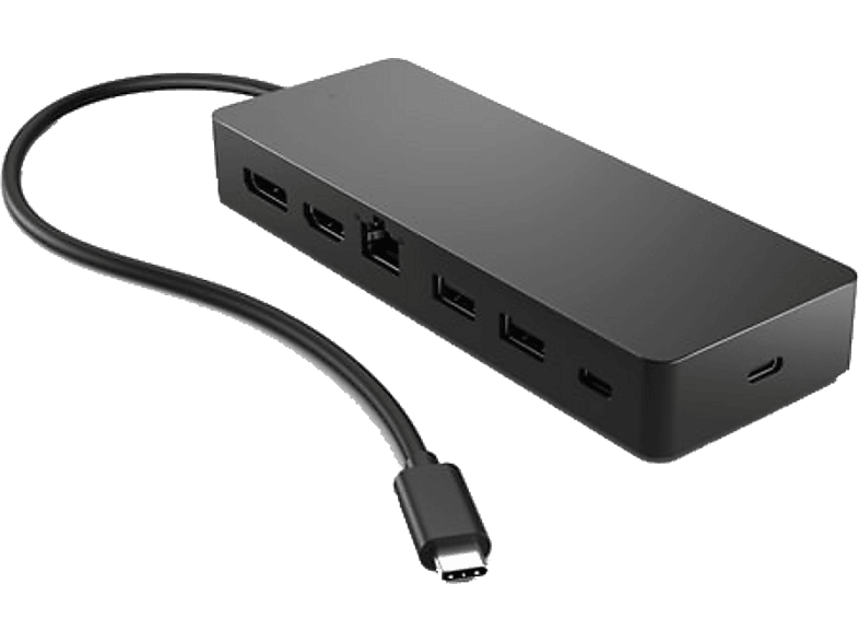 Hub - HP 50H55UT Profesional, 7 Puertos: 1x HDMI, DisplayPort™, 2x USB-A, USB-C®, Ethernet, Negro