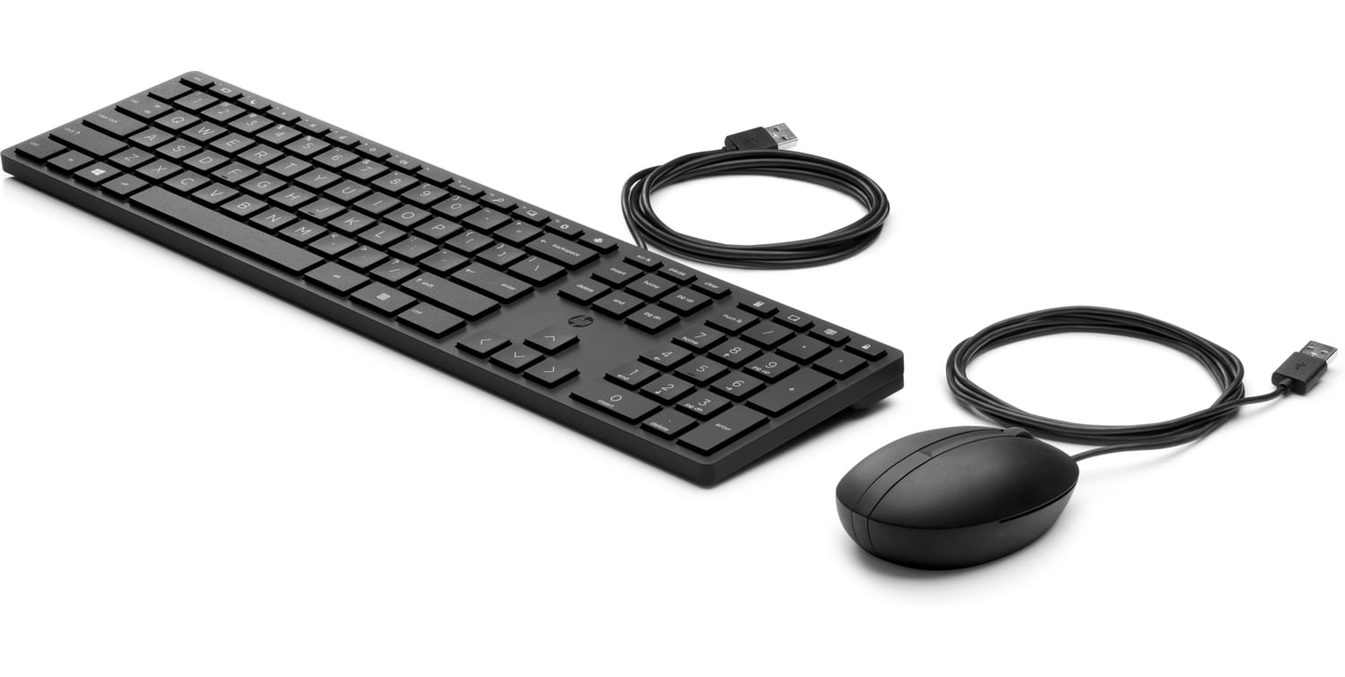 Pack Teclado + Ratón - HP 320MK Profesional, USB, Silencioso, Teclas de perfil Bajo, Negro