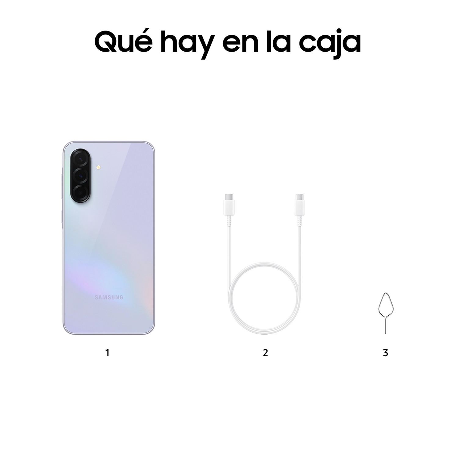 Imagen titulada '¿Qué hay en la caja?' con teléfono, cable y herramienta SIM.