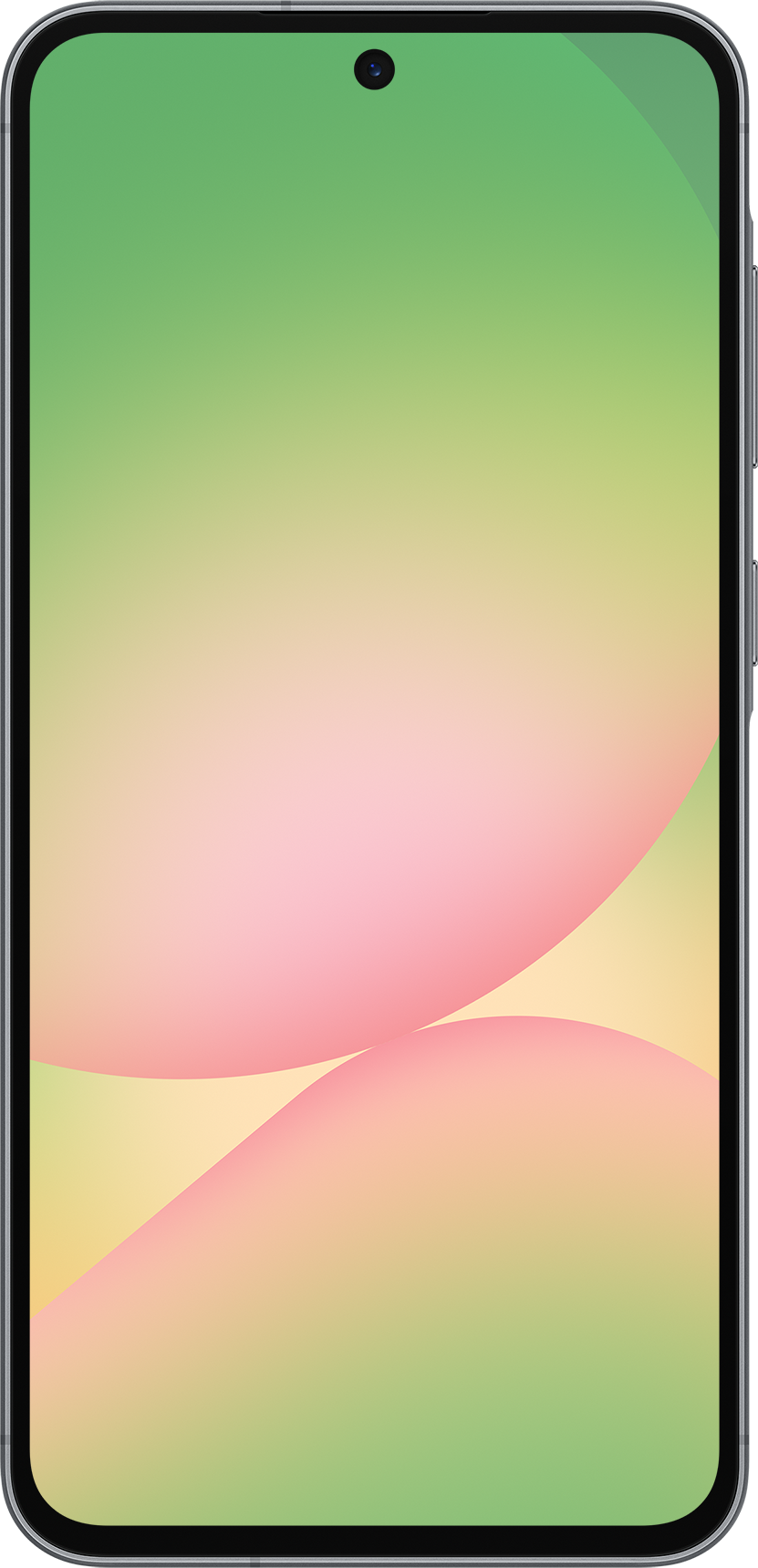 Un smartphone avec un cadre noir. L'écran affiche un graphique Xiaomi 15 avec des spécifications.