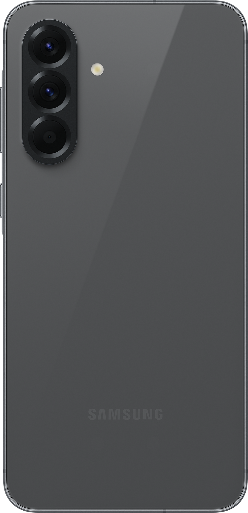 Dos de smartphone gris avec trois lentilles.