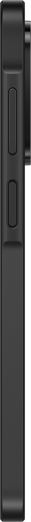Un téléphone noir et rectangulaire, montrant le profil latéral, avec des boutons sur le côté droit.
