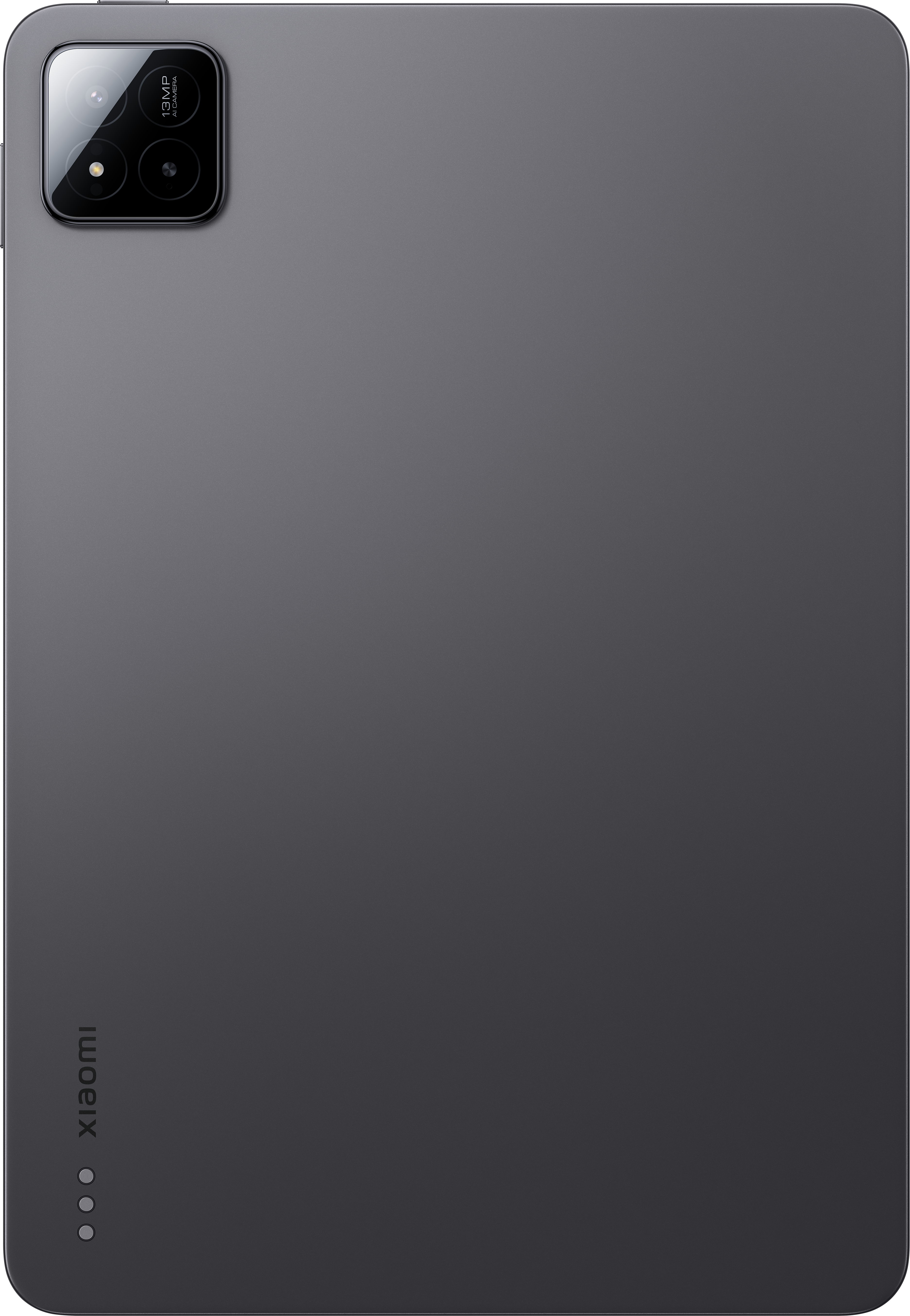 Ein dunkelgraues Tablet von Xiaomi mit Dual-Kamera.
