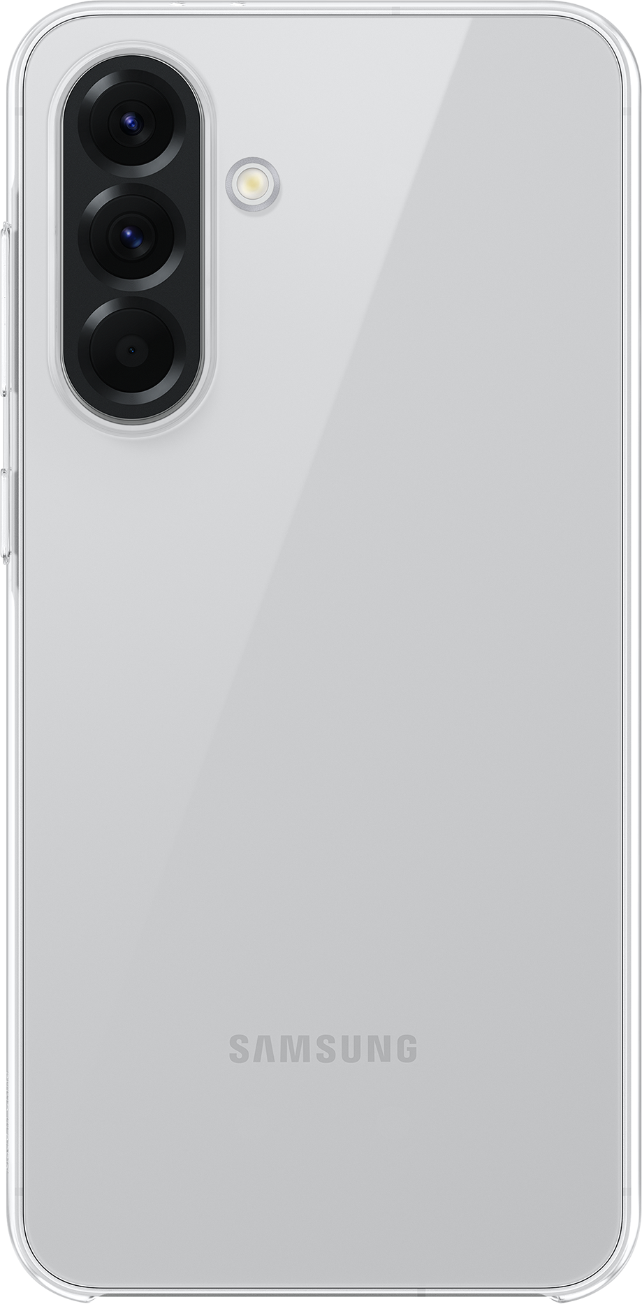 Retro del telefono bianco con gruppo fotocamere e logo Samsung.