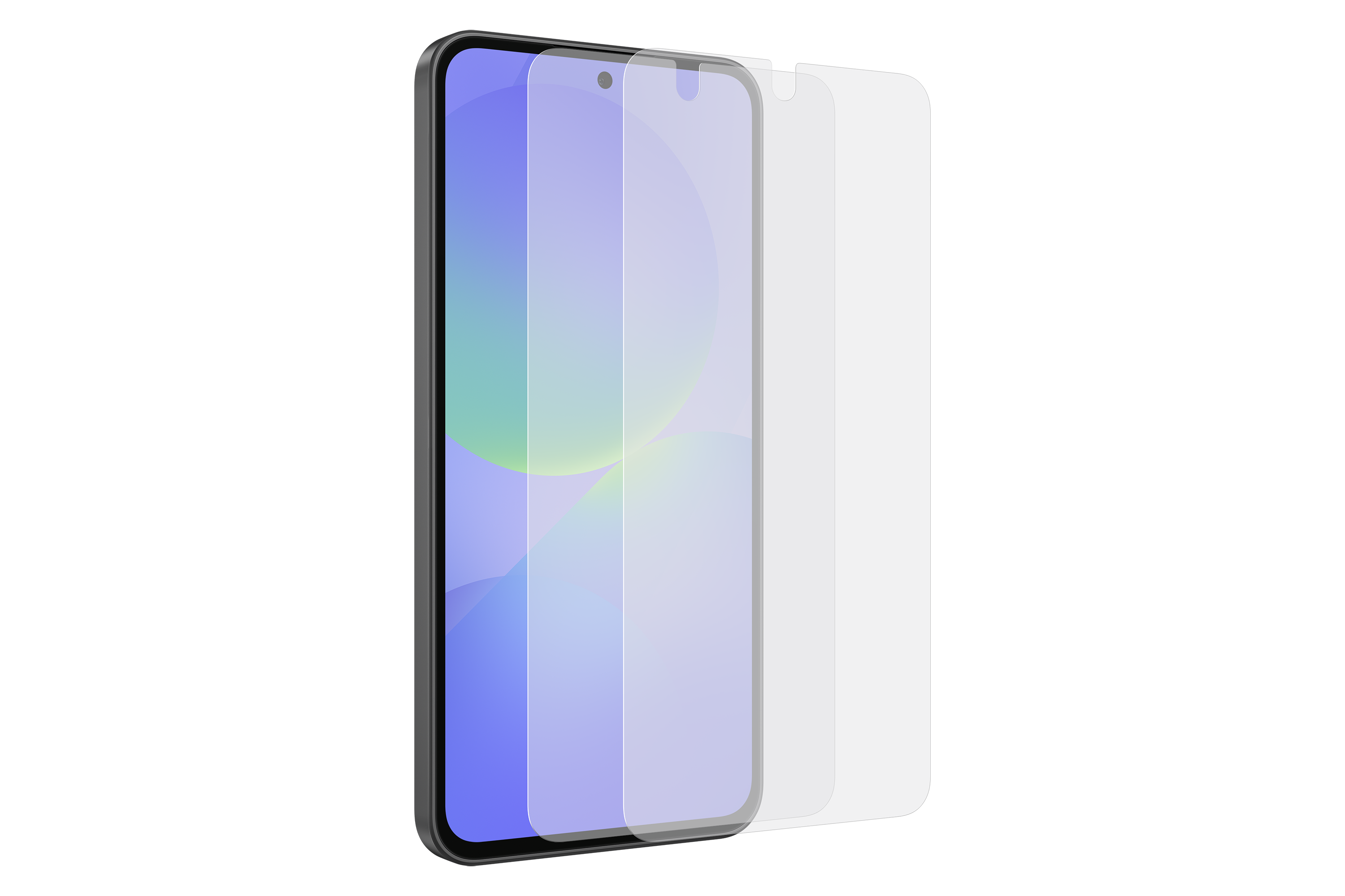 Smartfon z ekranem i dodatkowym ochraniaczem ekranu.