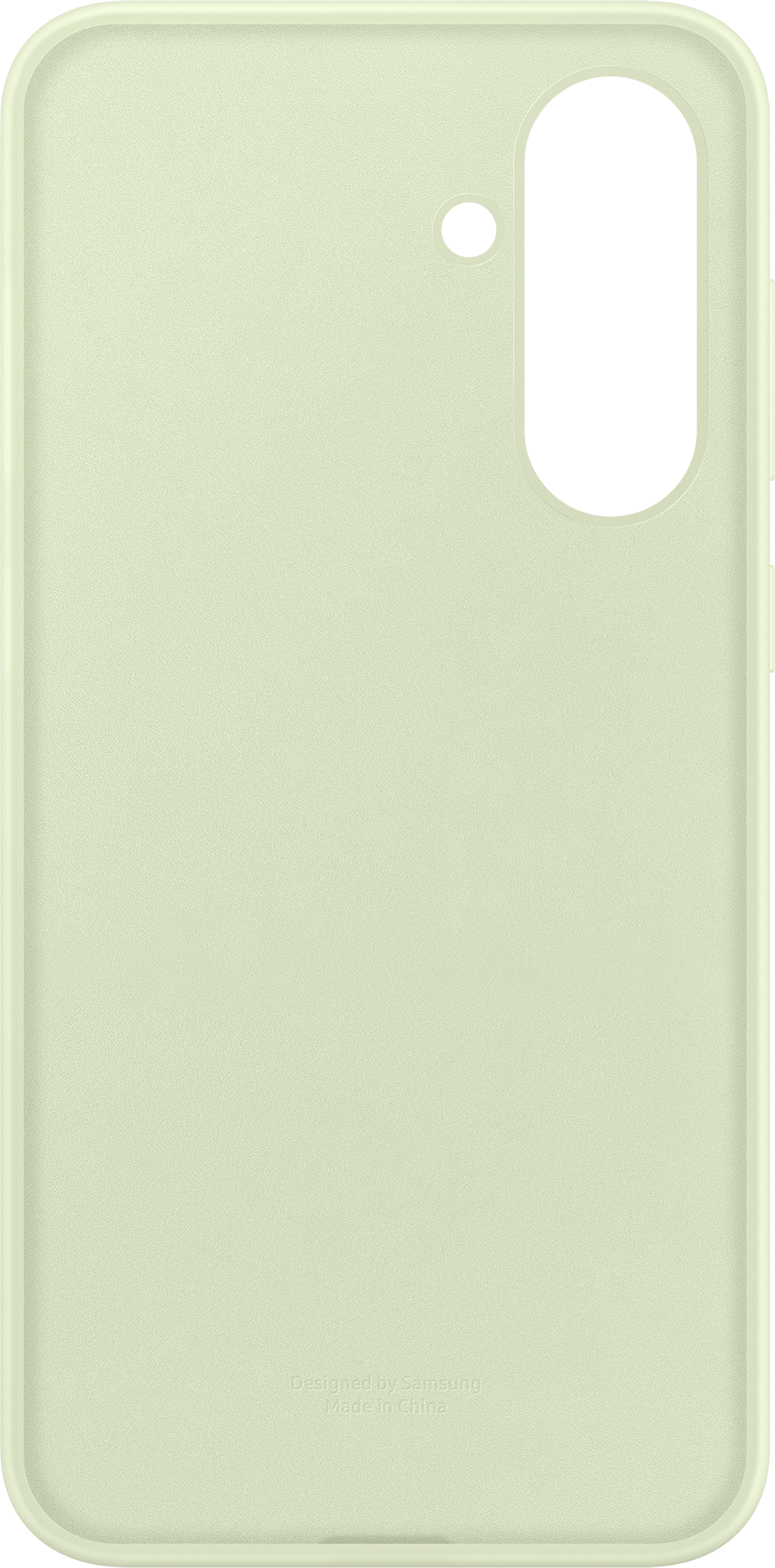 Une coque de téléphone vert clair avec une découpe pour l'appareil photo.