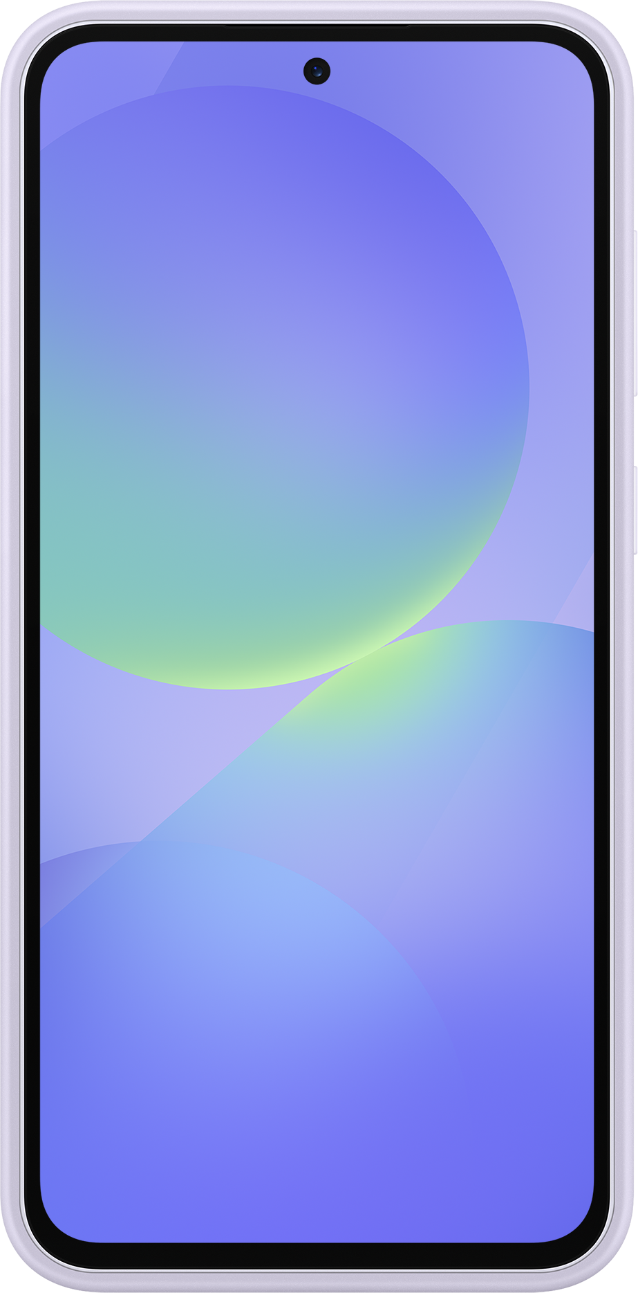 Écran smartphone avec cercles dégradés, cadre blanc.