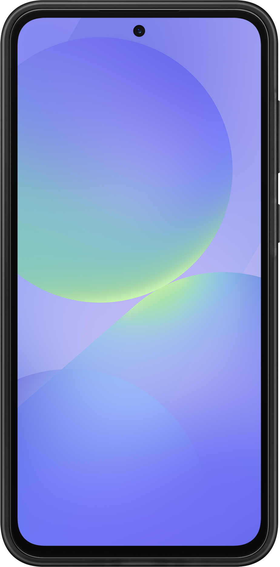 Uno schermo del telefono con uno sfondo colorato. Il telefono ha un bordo nero.