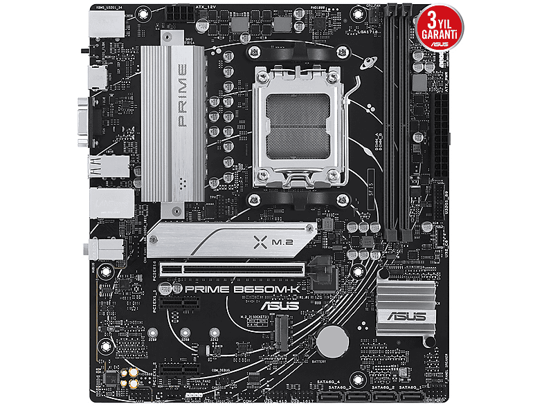 ASUS Prime B650M-K AMD B650 AM5 DDR5 6400 DP VGA 2x M2 USB3.2 Aura RGB 2.5Gbit LAN mATX 96GB a KA Anakart