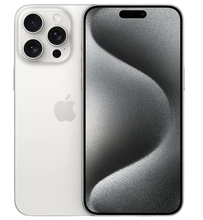 Beyaz akıllı telefon, arka ve ön görünüm, Apple logosu.