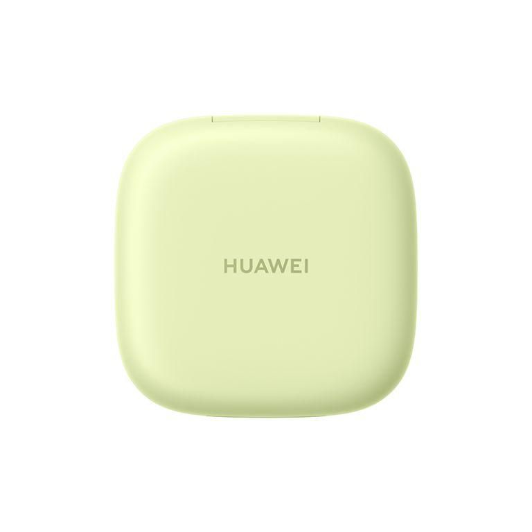 Ein hellgrünes, abgerundetes, quadratisches Huawei-Kopfhörer-Ladecase.