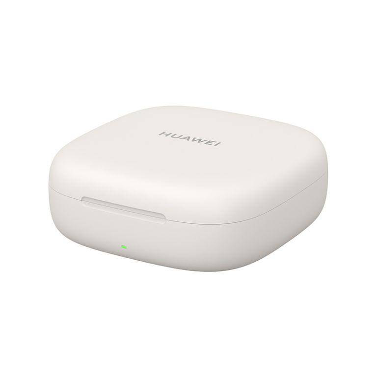 Ein weißes Ladecase mit dem Huawei-Logo.