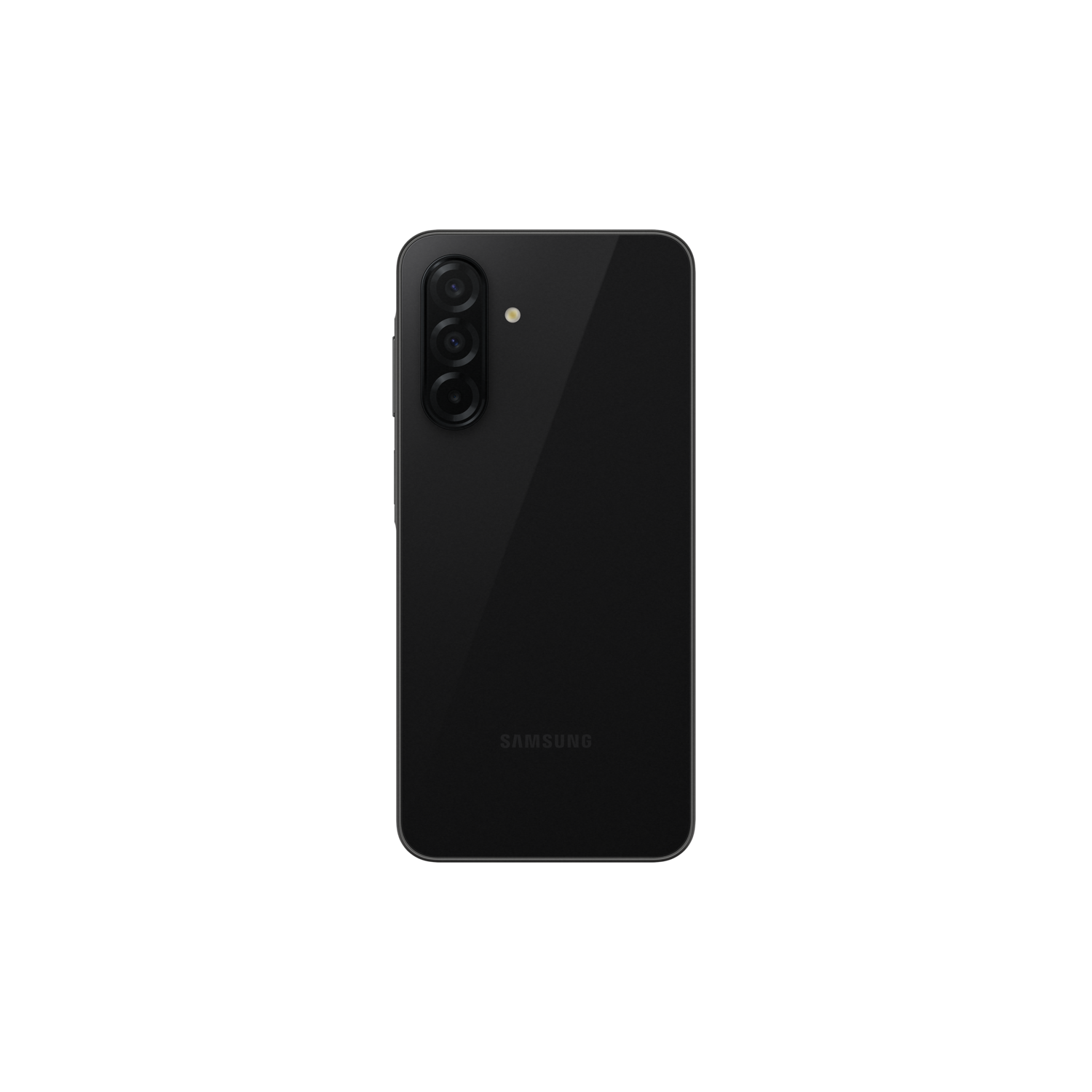 Achteraanzicht van een zwarte smartphone met een camera en het Samsung-logo.