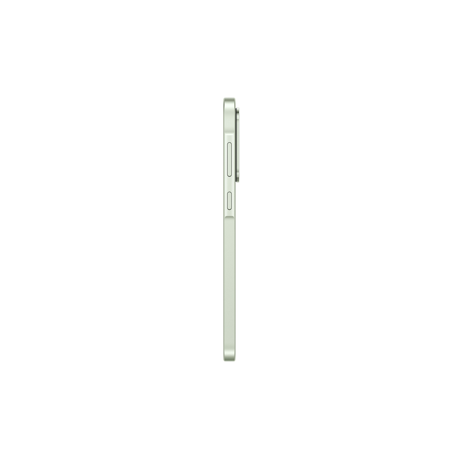 Une vue latérale d'un téléphone vert clair.