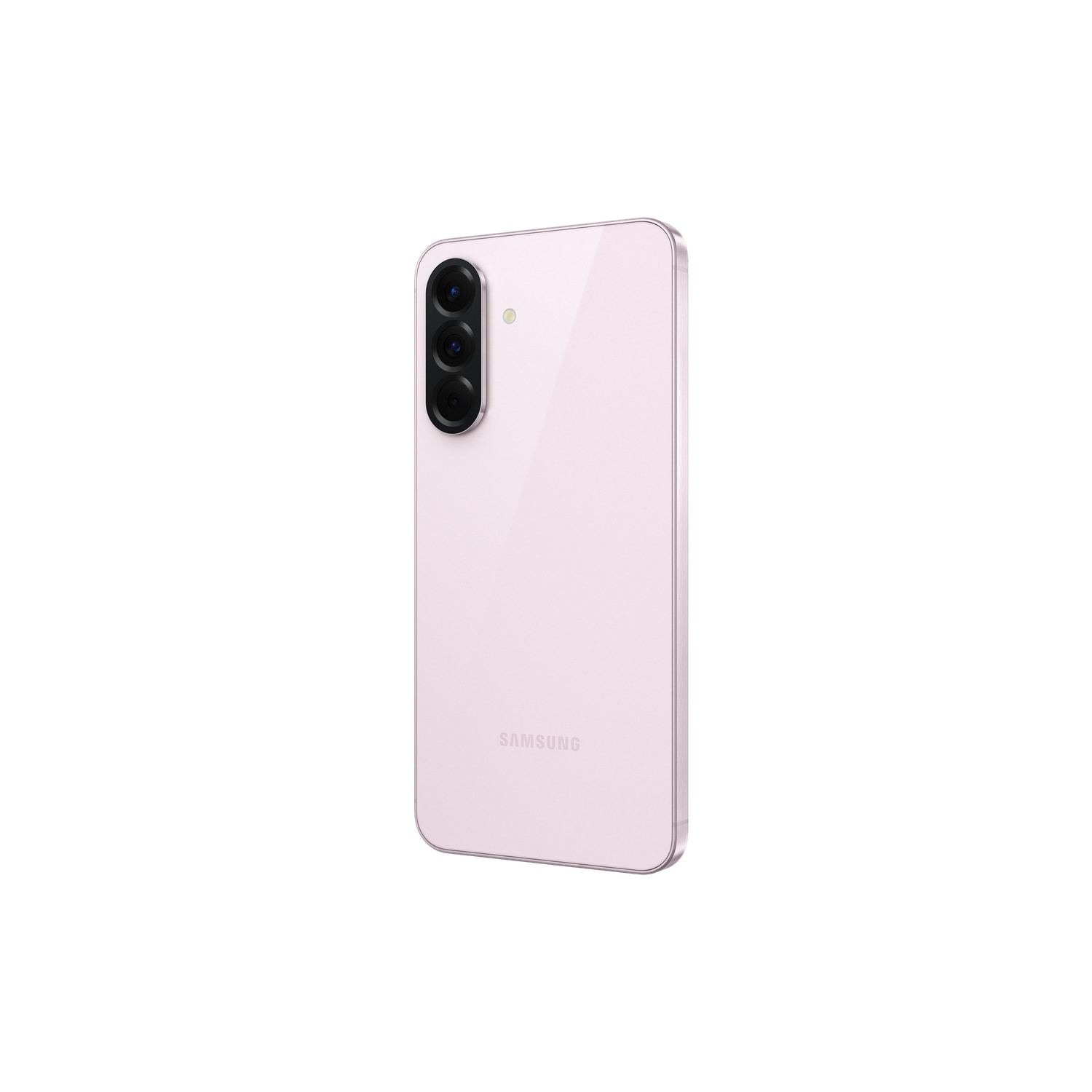 A light pink smartphone. The back has cameras. The phone is on a white background.