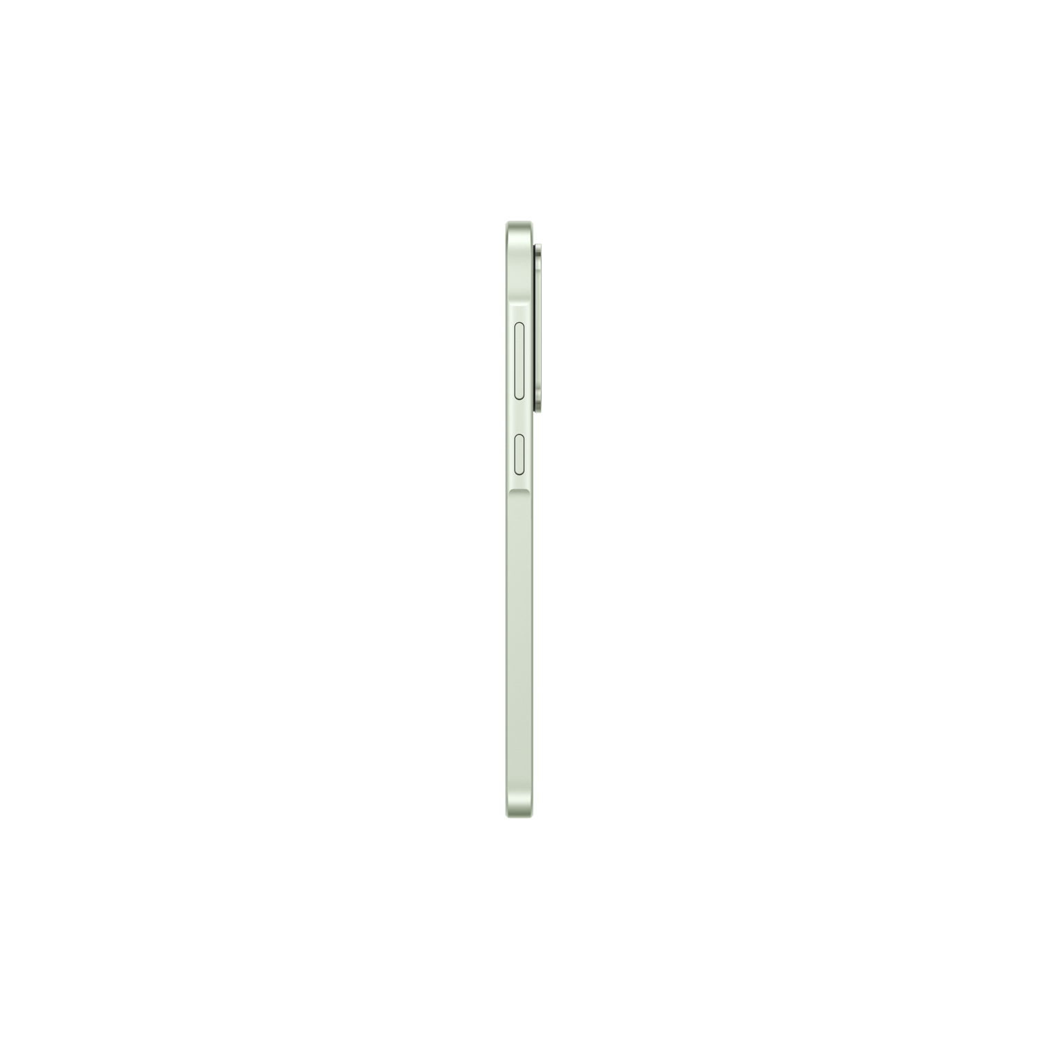 Zijaanzicht van smartphone. Zilveren frame, zwarte achtergrond.