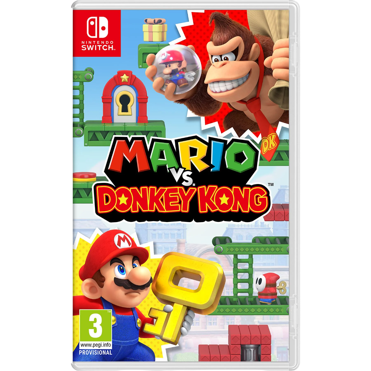 Nintendo Switch oyun kutusu. Mario vs. Donkey Kong oyun kapağı.