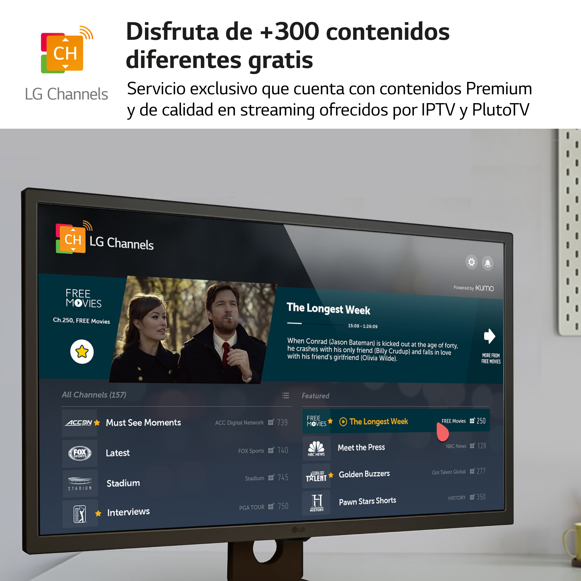 Una pantalla de TV que muestra una página web con una pareja y noticias.