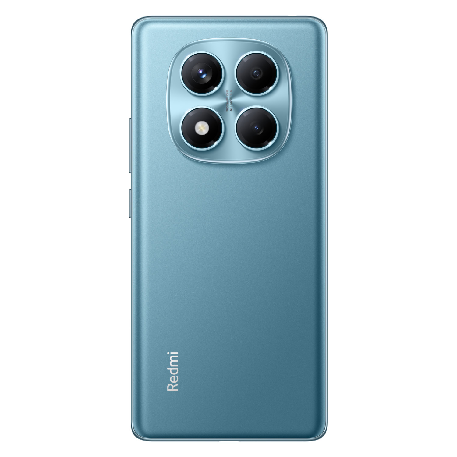 Dos de téléphone bleu avec quatre caméras et le logo Redmi.