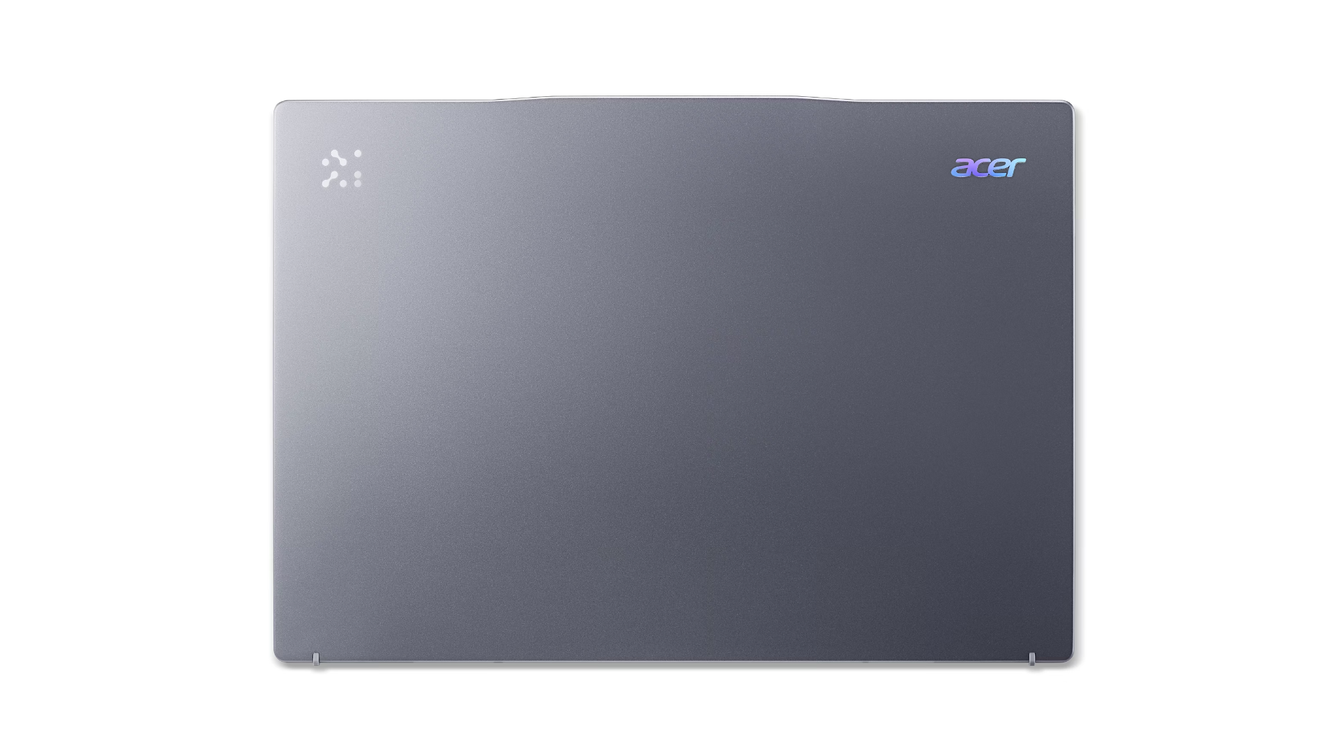 Arkasında Acer logosu olan gri dizüstü bilgisayar, soyut bir desenle.