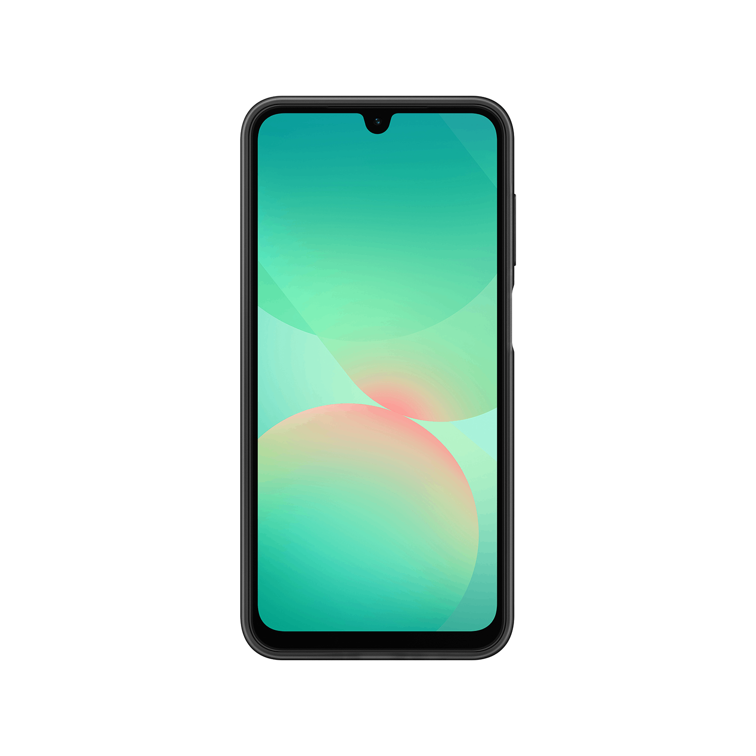 Un teléfono inteligente verde claro con una pantalla colorida sobre un fondo negro. El teléfono está centrado.