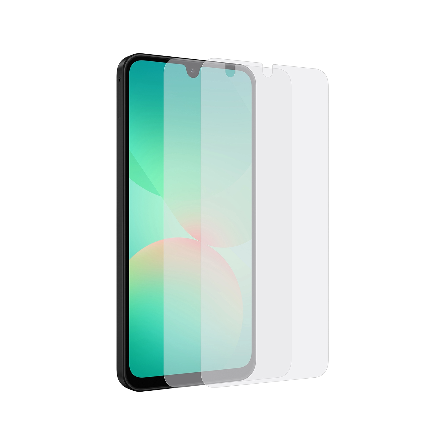Smartphone con dos protectores de pantalla aplicados, mostrando una pantalla clara.
