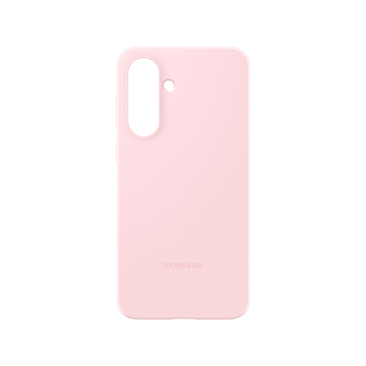 Funda rosa para smartphone, vista trasera con recorte de cámara.
