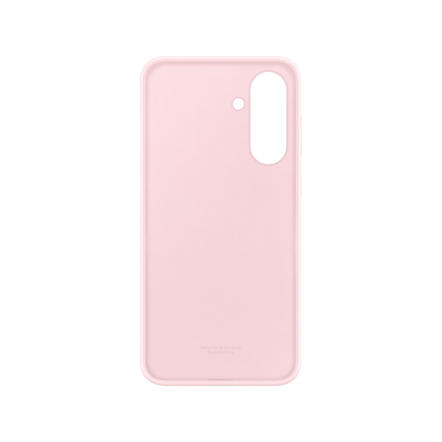 Parte trasera de funda rosa, mostrando el logo y diseño de Samsung.