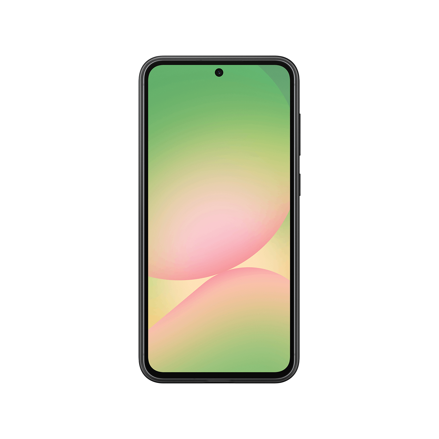 Una pantalla de teléfono que muestra un fondo abstracto con formas rosas y verdes.
